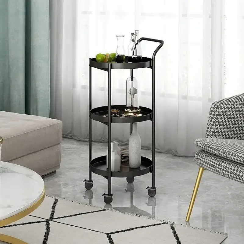 Movable Small Coffee Table Trolley Cart Living Room Sofa Table Shelf Wheeled Nordic Dining Car Mesa Furniture Iron Art End Table