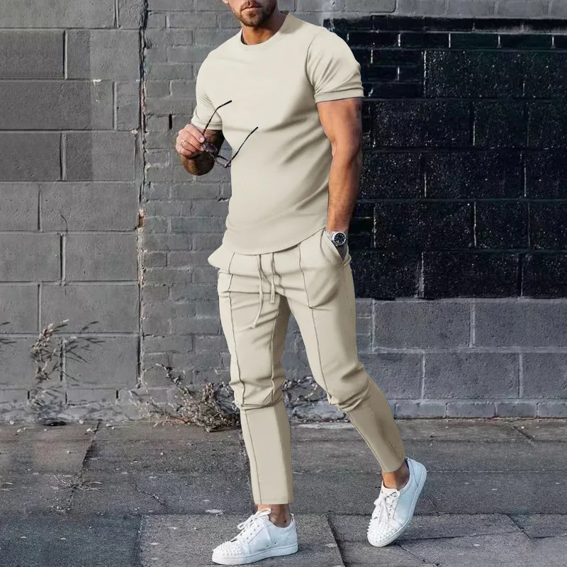 Men's 2023 Spring Summer Two-Piece Set Short Sleeve T-Shirt & Casual Pants view 6