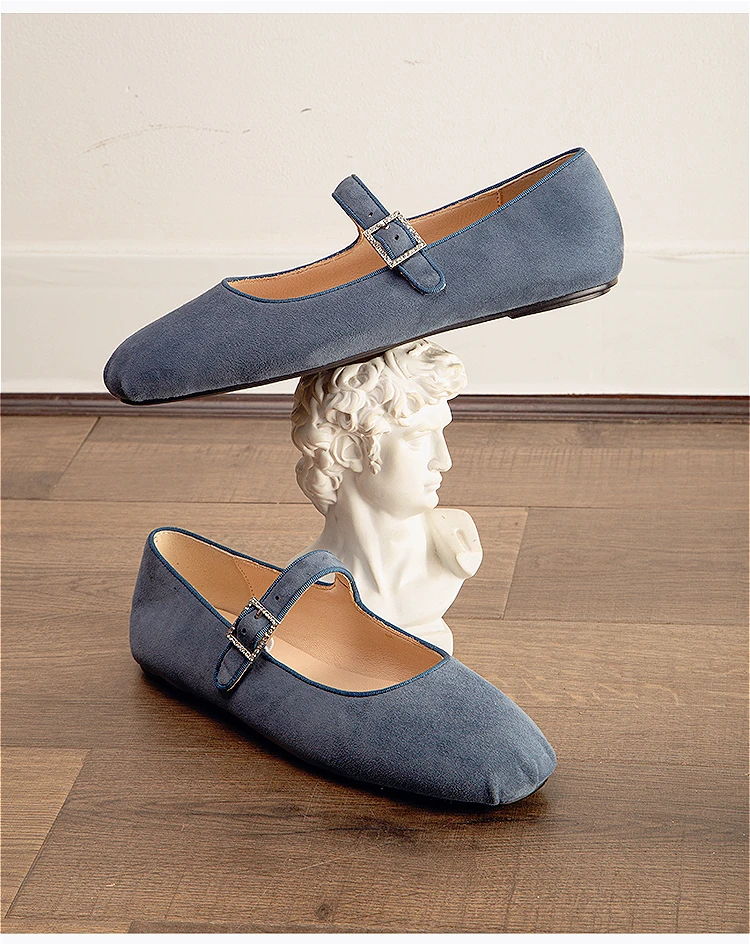 

WILL&ZEST Suede Kids Leather Ballets Flats Squared Toe Flats Wedding Footwear Kawaii Designer Comfortable Shoes Work Shoes