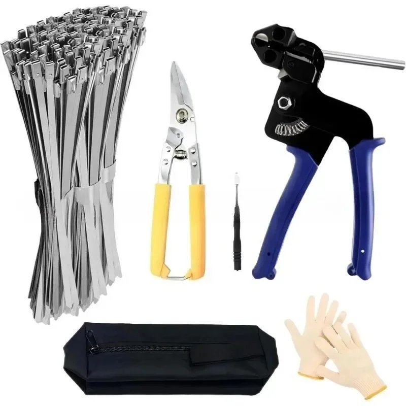 

Tiy For Durable Cable Tie Plier Automatic Zipper Gun Cutting Bundling Tool Tension Trigger with Stainless Steel Fastening Stra