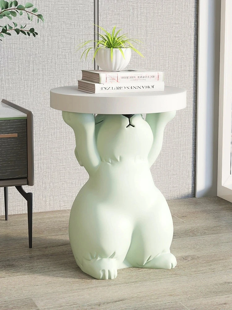 Rabbit Statue Round Side Tables Living Room Sofa Corner table Home Decor Creative Coffee Tables Room Decor Art Housewarming Gift