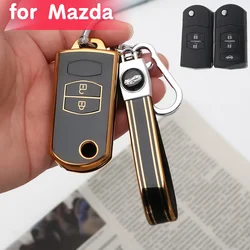 For Mazda 3 2 6 2003 2004 2005 2006 2007 2008 2009 2010 2011 2012 2013 2/3 Buttons Soft TPU Flip Car Key Case Cover Car Holder