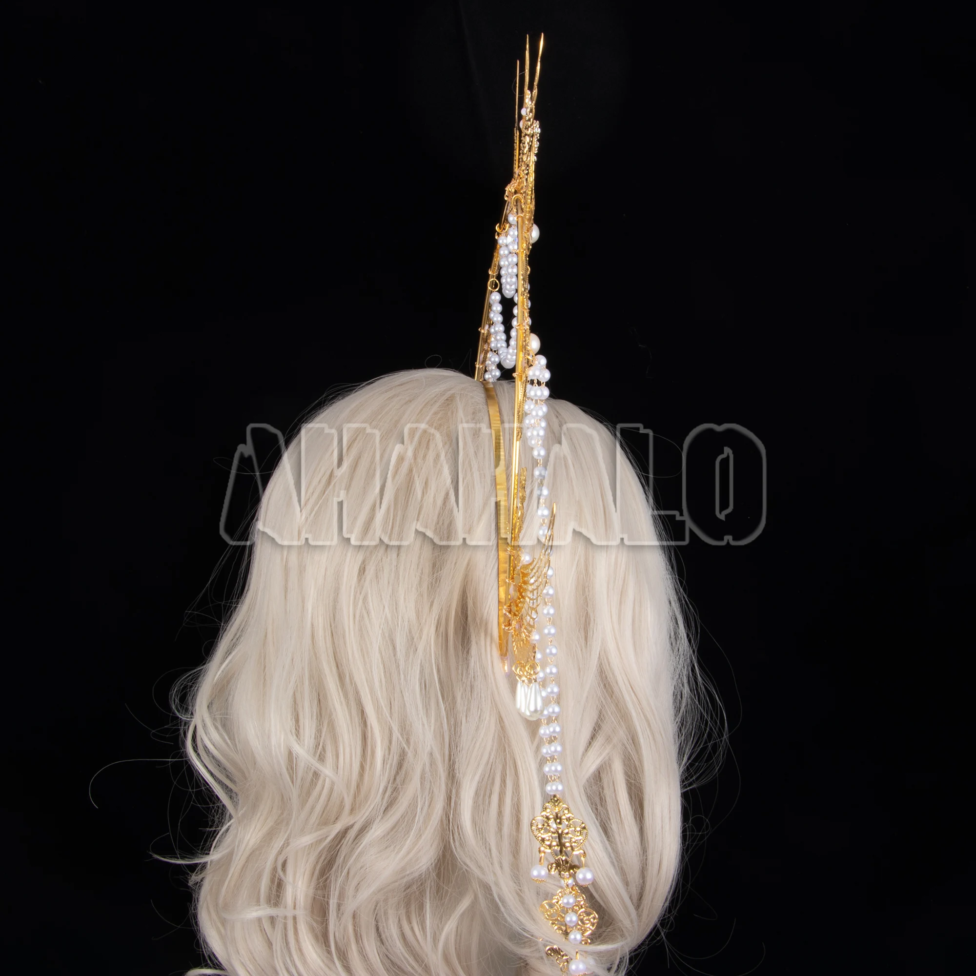 고딕 KC 헤일로 빈티지 태양 ​​여신 바로크 천사 날개 헤일로 헤드 피스 로리타 티아라 크라운 머리띠 할로윈 헤어 액세서리