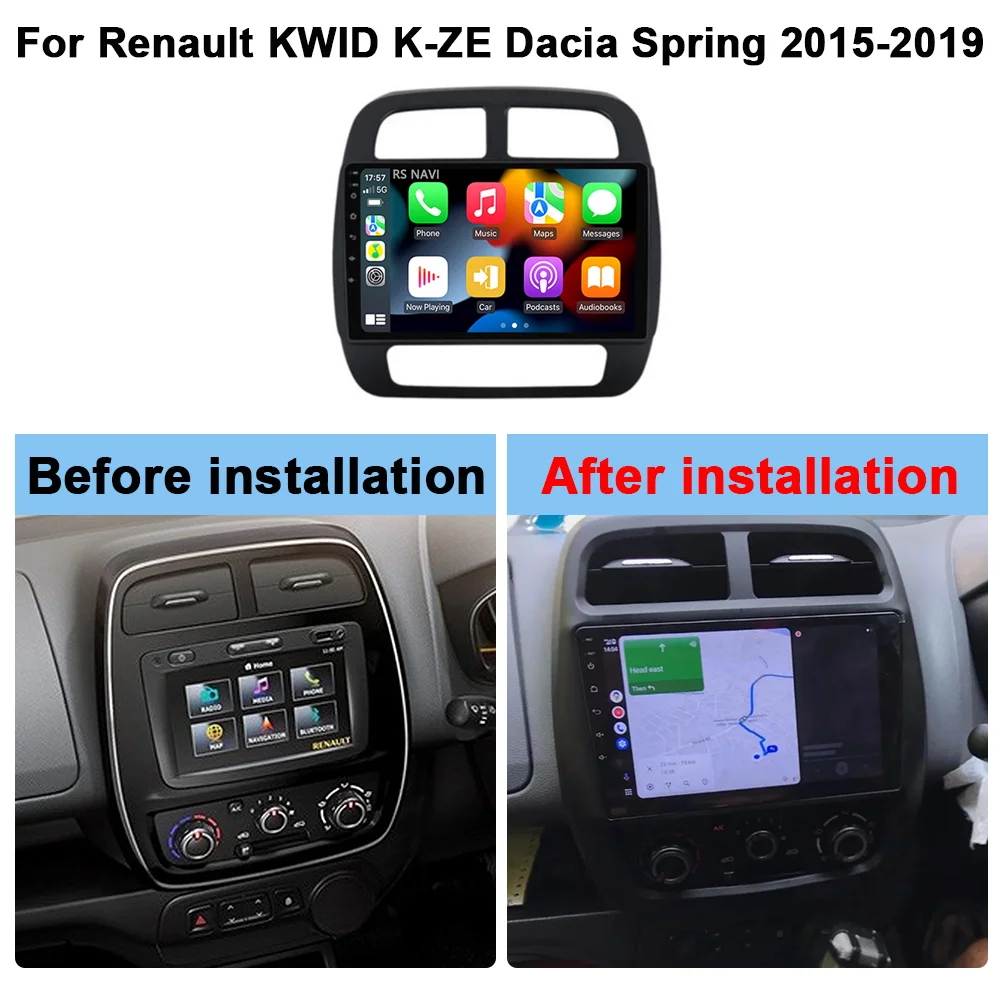 Qualcomm 8 Core Carplay Car Radio for Renault KWID K-ZE Dacia Spring 2015-2019 GPS Navigation Stereo Auto Multimedia Player DSP