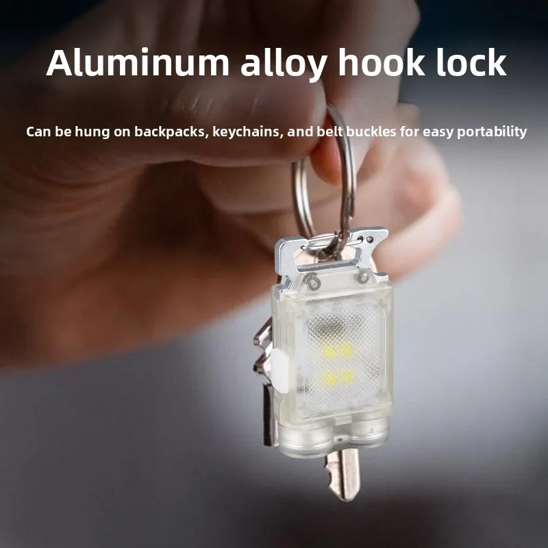 Senter Gantungan Kunci LED Isi Ulang - Pembuka Botol Magnetik Super Terang, Lampu Fluoresen Klip Topi Dua Cahaya