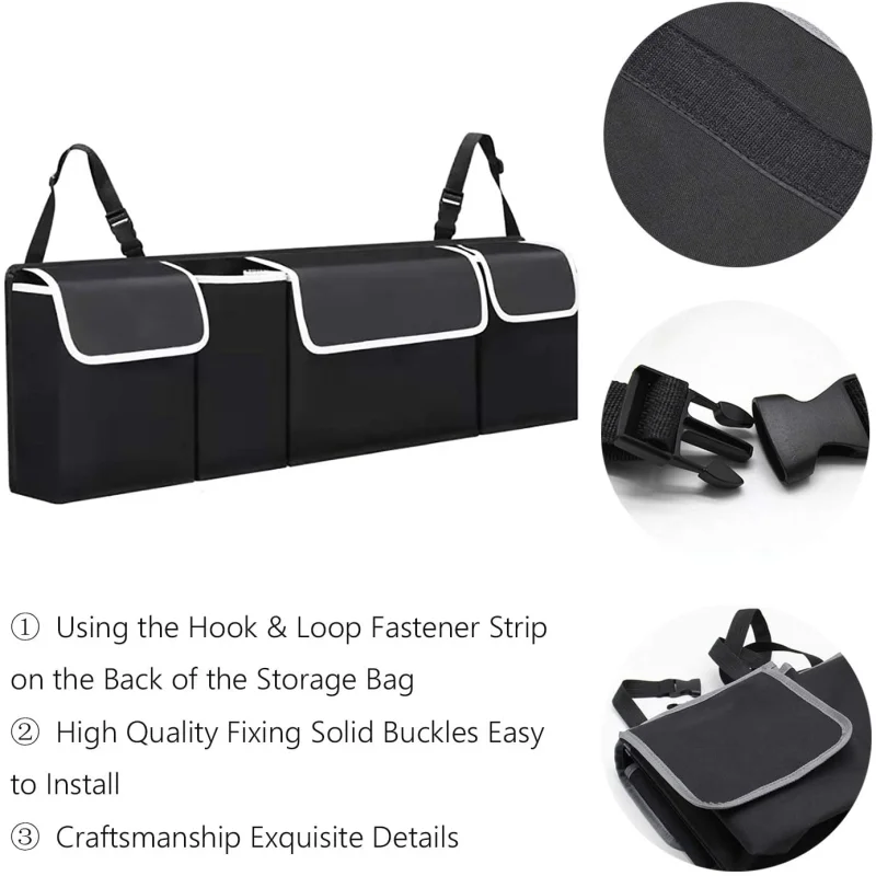 Adjustable Car Trunk Organizer Backseat Storage Bag High Capacity Multi-use Oxford Car Seat Back Organizers Automobile Interior