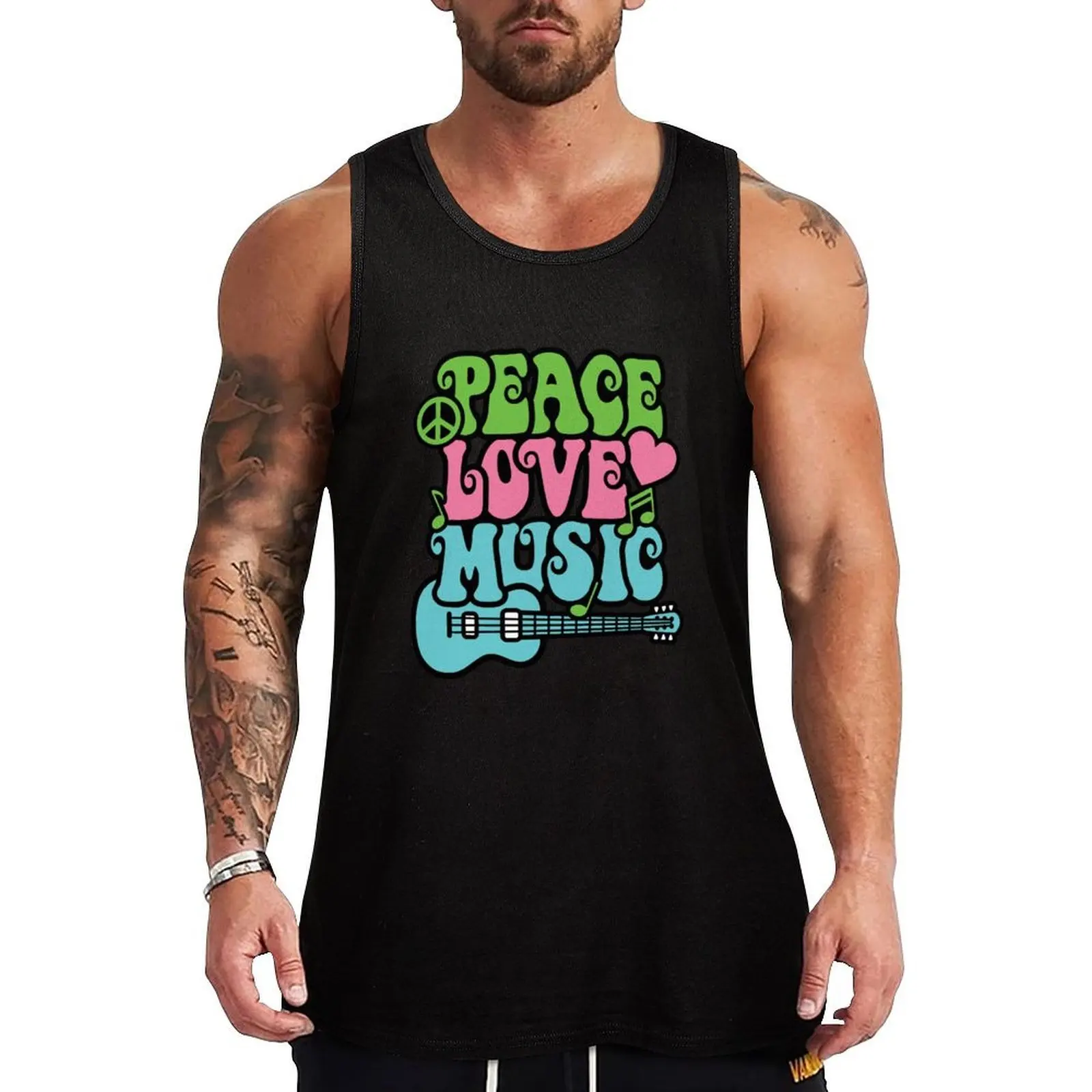 Peace Love Music Tank Top Relaxed Casual Tank Top Lightweight Summer Sleeveless