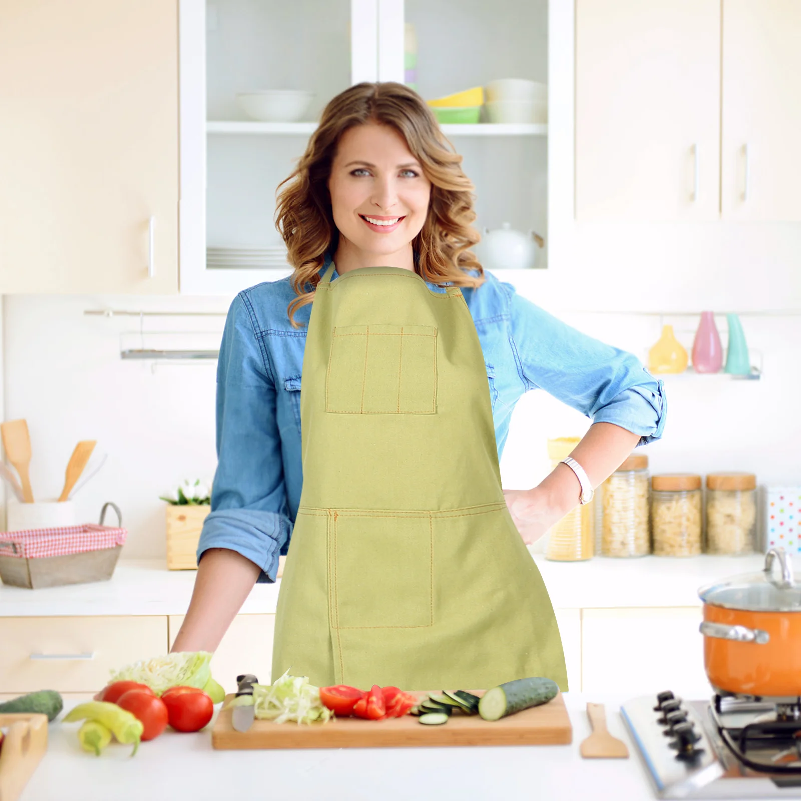 

Длинный фартук с несколькими карманами и разделенными ногами, инструмент для шеф-повара, регулируемый галстук на шее, кухонная рабочая одежда для мужчин и женщин, повседневная керамика для выпечки своими руками