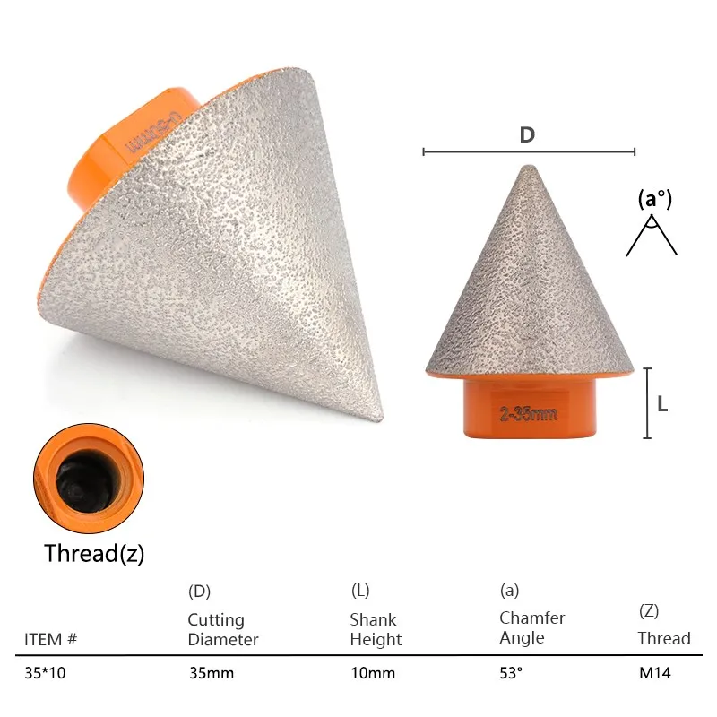 XCAN M14 Diamant Fase Bits 20-75mm Fräsen Fliesen Cutter Marmor Beton Loch Sah Mauerwerk Bohren Kronen Bau werkzeuge