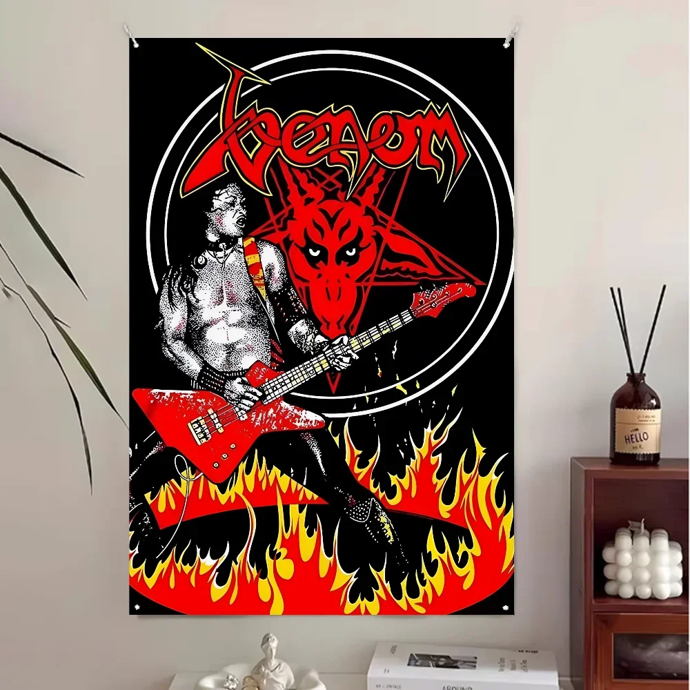 

Черная металлическая группа с флагом Venoms, флаги на заказ, настенный гобелен, уличный декоративный флаг, фоновое одеяло