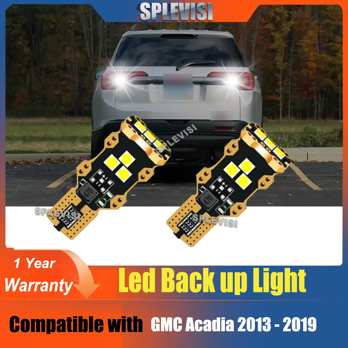 

2xT15 IP67 Level 12V DC LED Reverse Backup Lights Bulbs 912 921 For GMC Acadia 2013 2014 2015 2016 2017 2018 2019 HID White