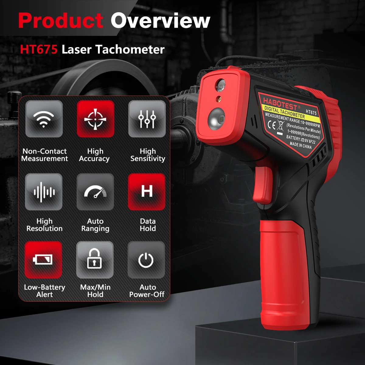 HT675 Digital Laser Tachometer - đánh giá và giá Industrial Laser Tachometer