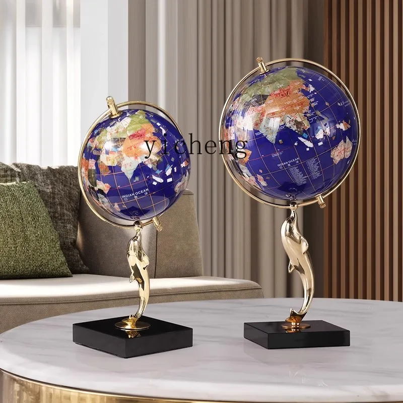 XL Study Desk Globe Ornament Brass Dolphin Home Decoration Ornament High-End Living Room