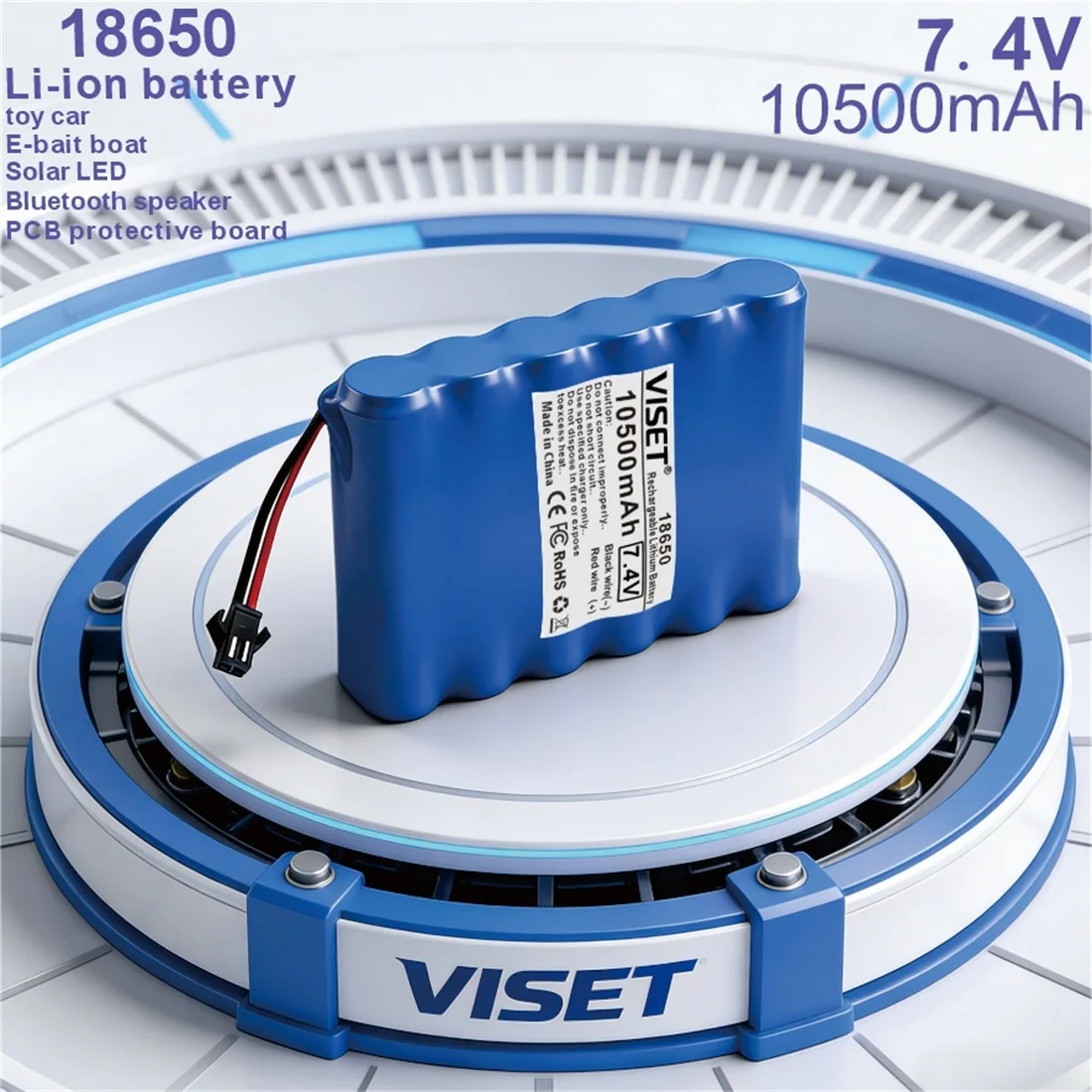 

Новая литий-ионная аккумуляторная батарея 18650 7.4V 10500mAh с проводами PH JST и платой защиты (PCB) для Bluetooth-колонок, игрушечных машинок, лодок для рыбалки.