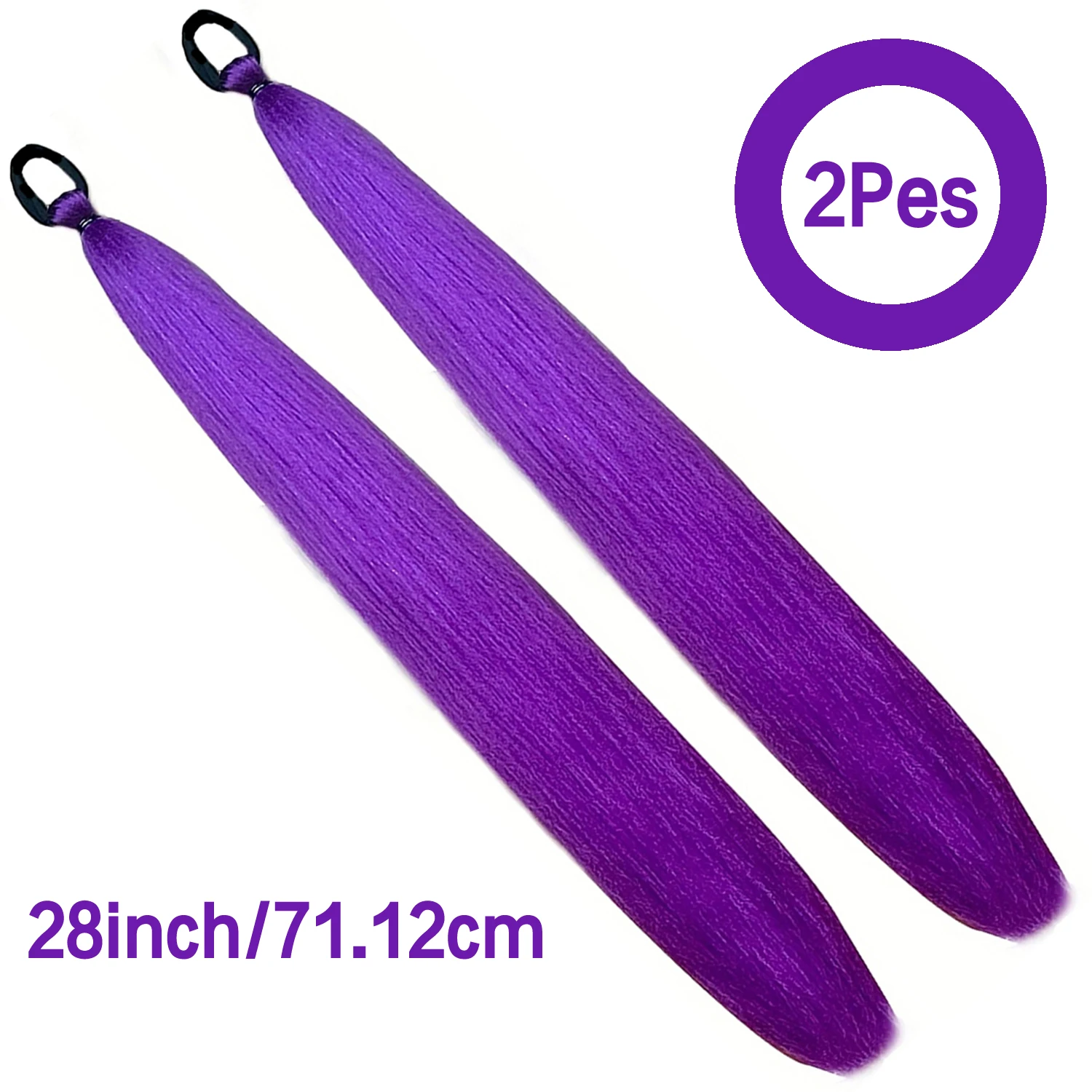 Synthetic 2Pes Purple With Rubber Band Ponytail Long DIY Braided Ponytail Hair Extensions For Women Daily Party