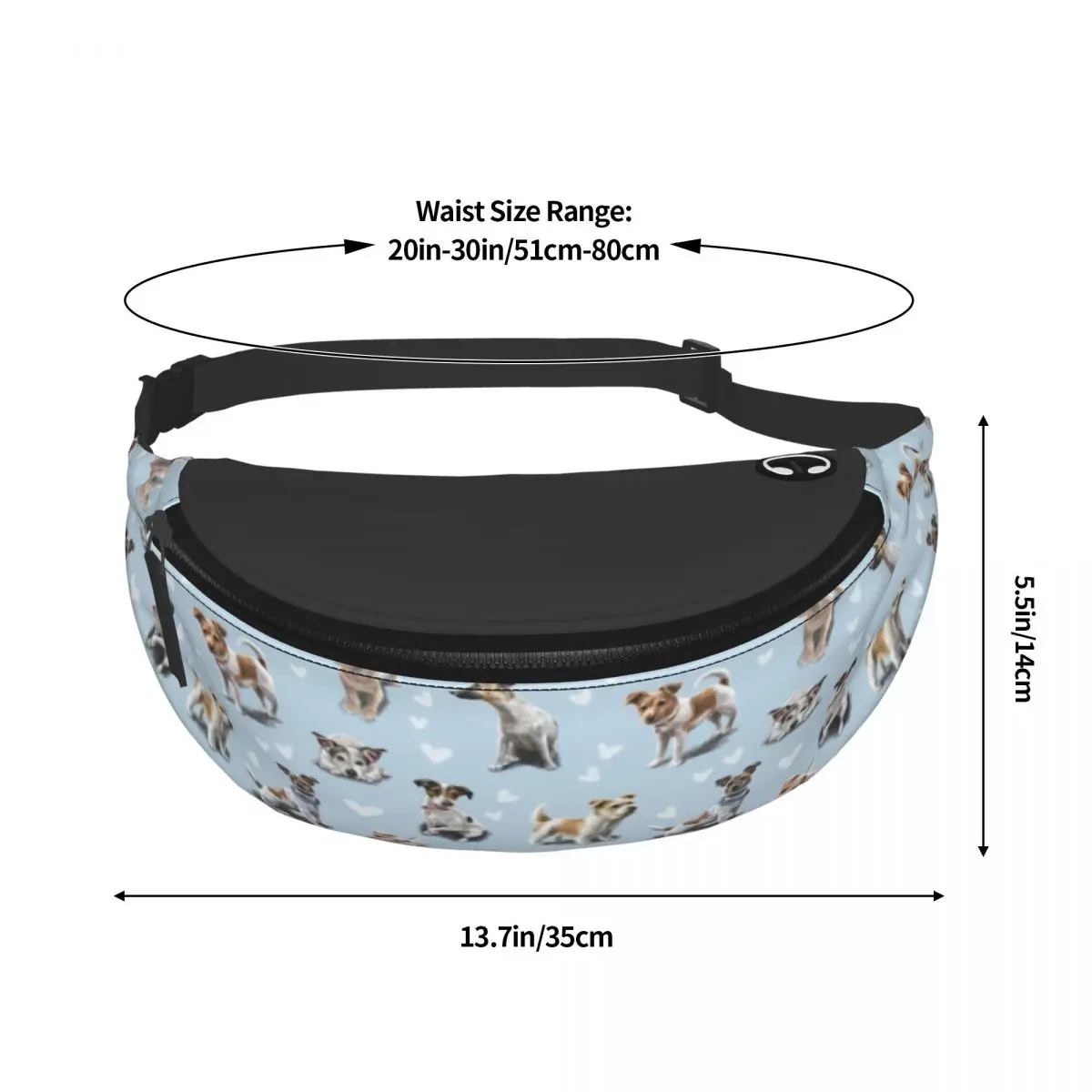 Russell Terrier แจ็ครัสเซลเทอร์เรียร์แพ็คลูกสุนัขผู้หญิงผู้ชายสัตว์เลี้ยงสุนัข Crossbody กระเป๋าคาดเอวสำหรับเดินป่าโทรศัพท์เงิน