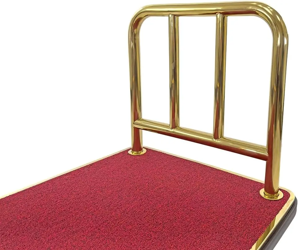 Bellman's Cart  Rectangular Red Carpet Base  Steel Deluxe Platform Truck  Gold.