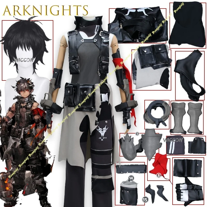 ‌ ‌ ‌ ‌ ‌ ‌ ‌ Babel Arknights Odda disfraz de Cosplay traje de Anime Comic Con chaqueta de cuero para motocicleta pantalones cortos cartero de medianoche Halloween ‌ ‌