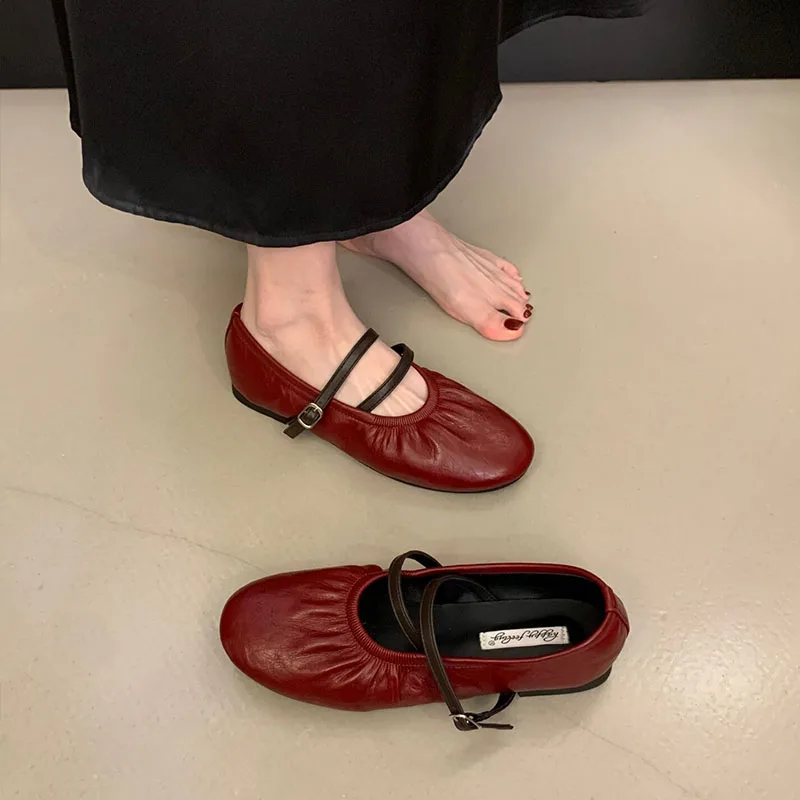 Modische Schnallenriemen-Damen-Mary-Jane-Schuhe, Lolita-Schuhe, Weiche Elegante Damen-Flats mit Runder Zehenpartie, Neue Damenschuhe – Detail 4