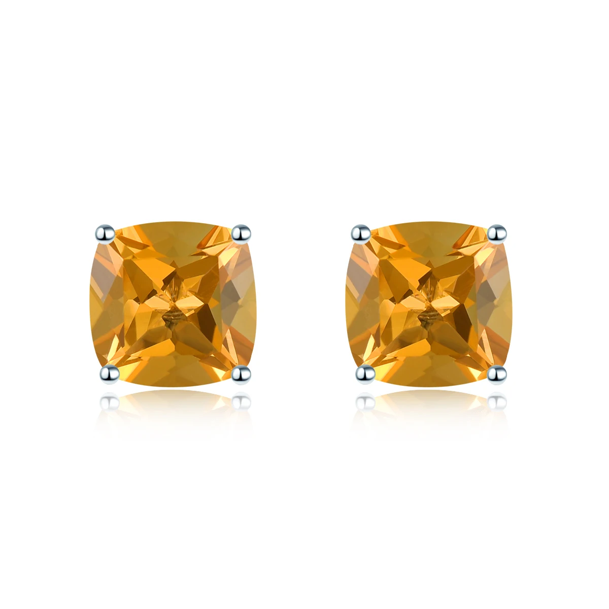 

Real 925 Silver Stud Earrings for Women Gift Female Girl Genuine Citrine Elegant Fashion Elegant Girl Lady Birthday Gift