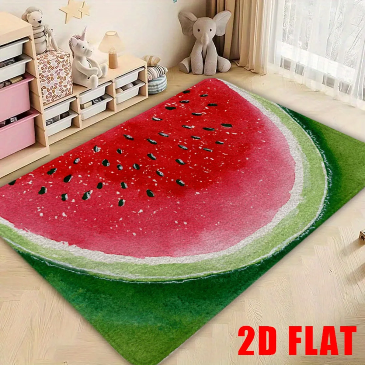 Summer Watermelon Slice Pattern Non-Slip Floor Mat, Soft Absorbent Decorative Rug for Bathroom, Kitchen, and Outdoor
