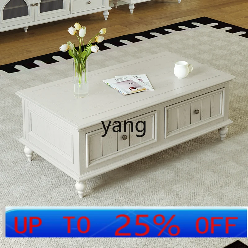 

LMwhite American solid wood coffee table TV cabinet combination simple modern small apartment small coffee table tea table
