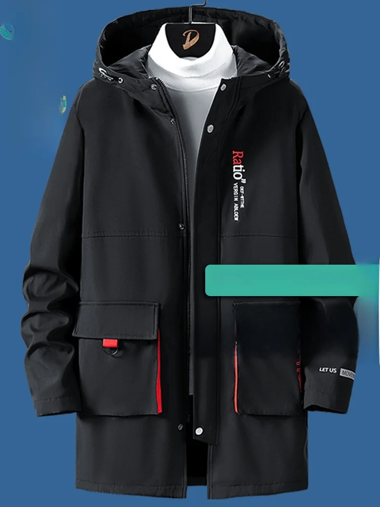 

plus Size Men's Jaet Loose Fit Heavyweight 260 Pou Long Sve Printed Workwear Coat Breathable Polyester Autumn Winter