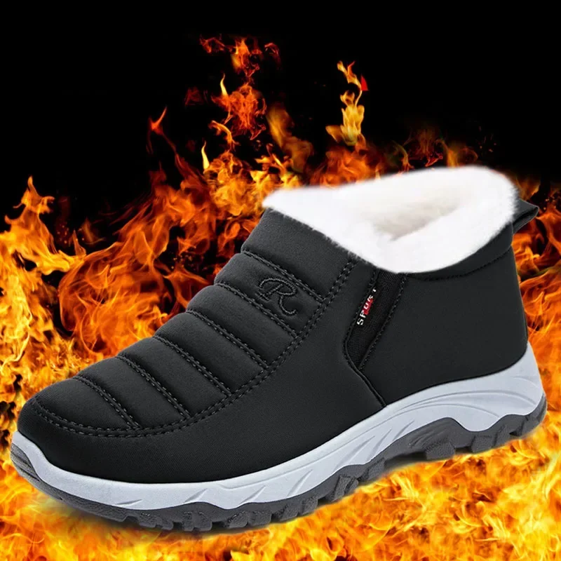 

Мужская обувь, зимние нескользящие утолщенные плюшевые зимние ботинки, мужские непромокаемые теплые туфли на хлопковой подкладке, мужские однотонные теплые ботильоны