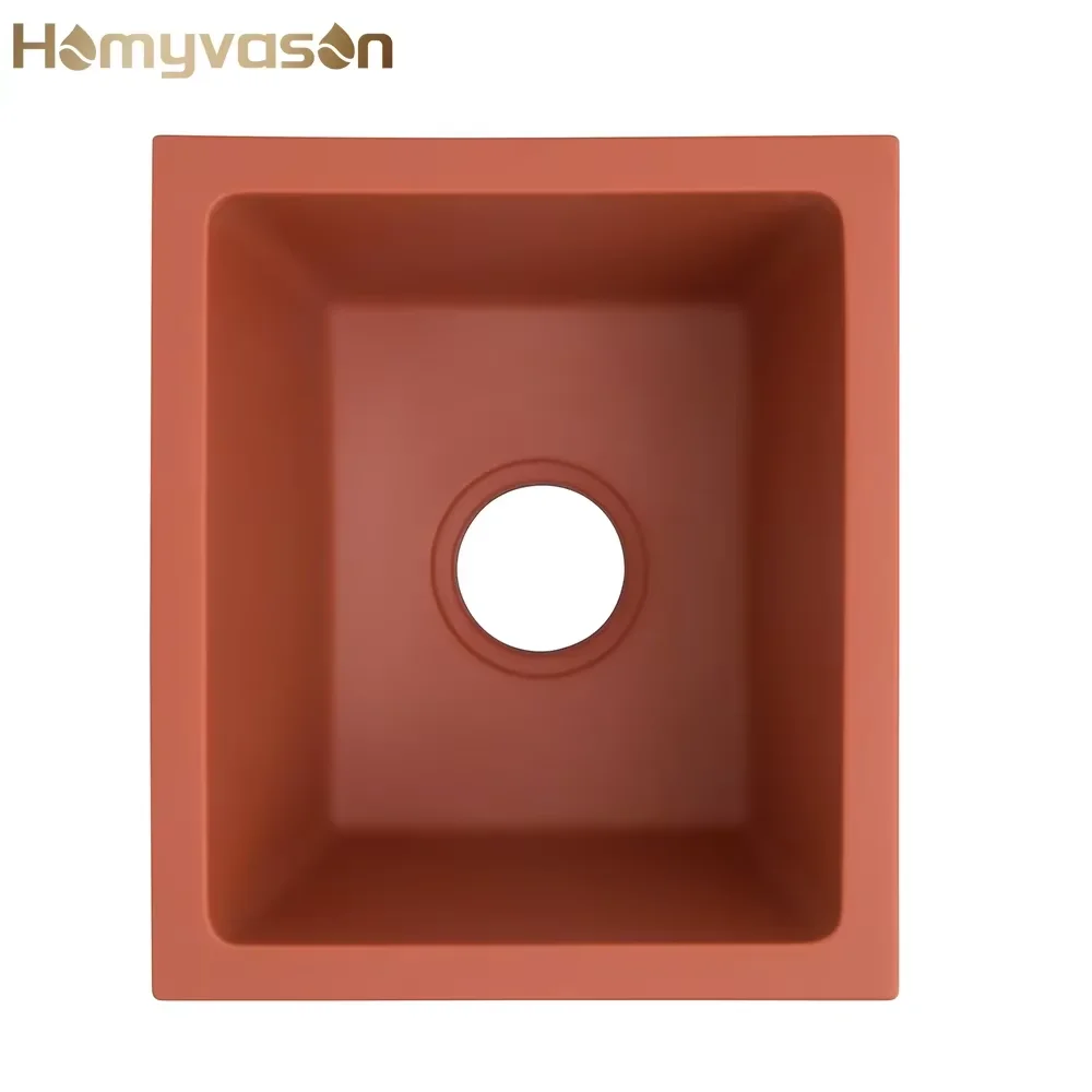

4535 Square Undermount Artificial Marble Rose Quartz Stone Top Basin Undermount Kitchen Sinks