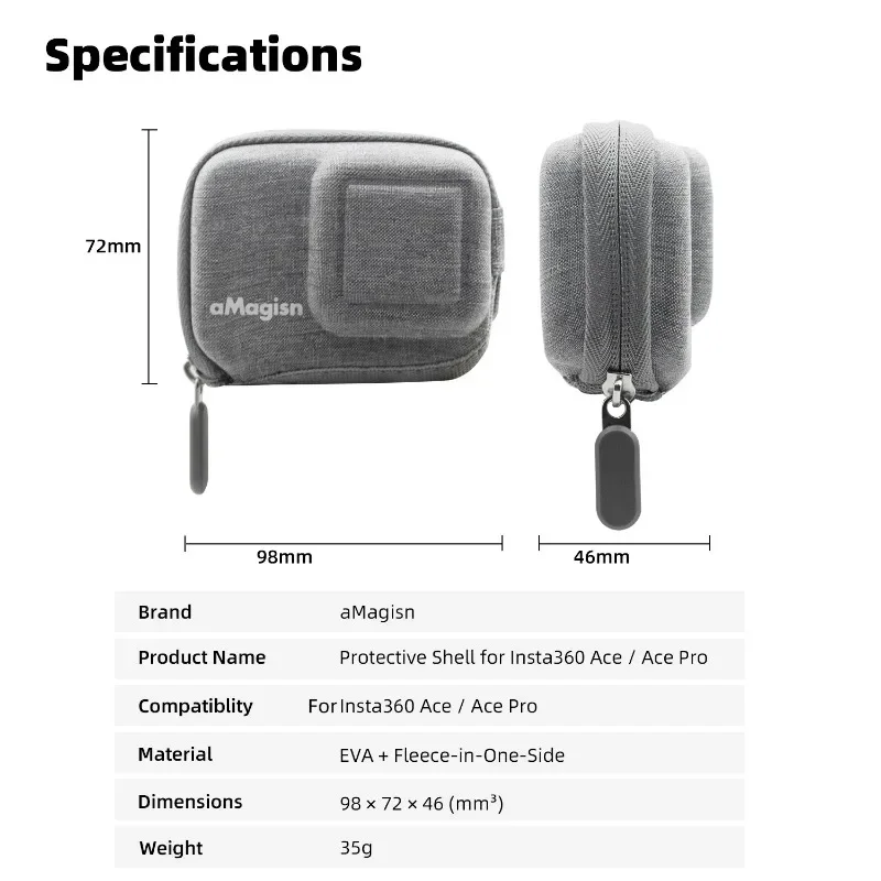 1pcs aMagisn Body Bag Mini Organizer Protective shell Sports Camera Accessories for Insta360 Ace/AcePro