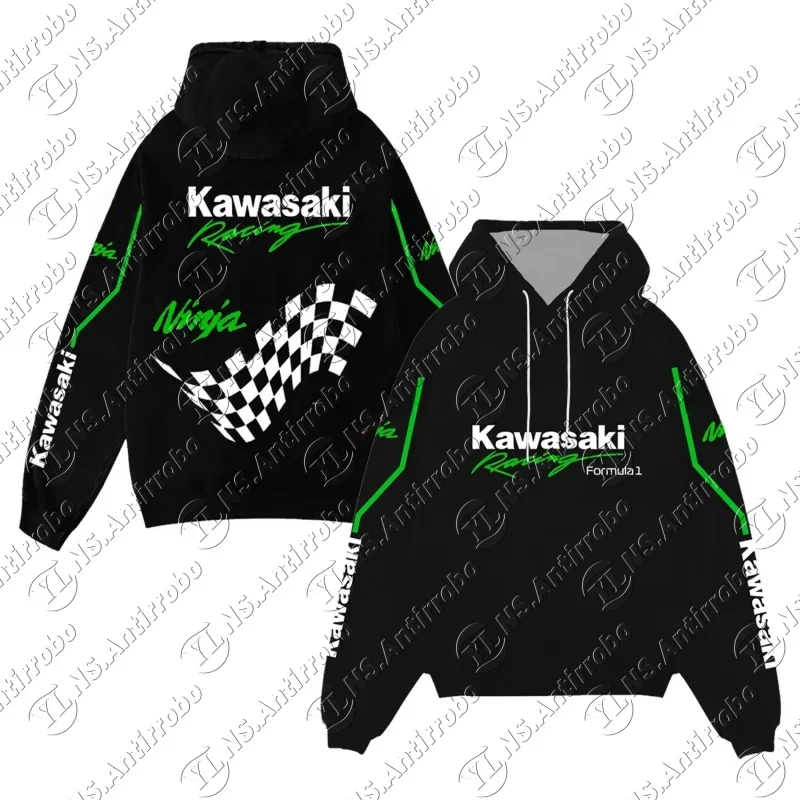 

Spring and Autumn Men's Hoodie Kawasaki Motorcycle Printed Top Breathable Quick Drying Comfortable Outdoor Sports Hoodie