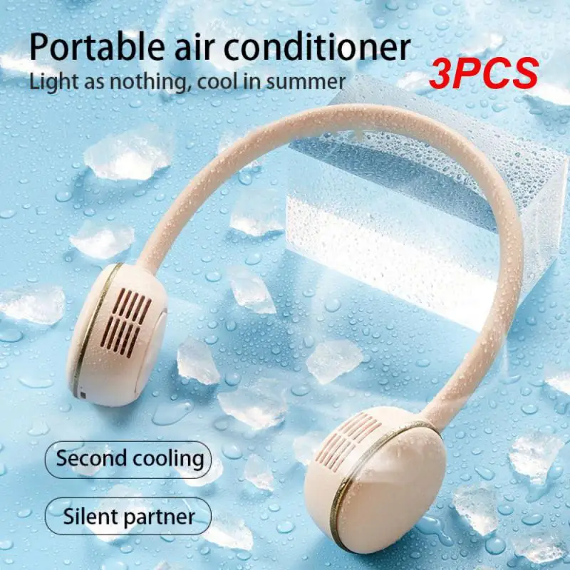 3PCS Mini Neck Fan Portable Bladeless Fan Usb Charging Convenient Small Air Conditioner Wearable Neckband Fans Leafless Fans Air