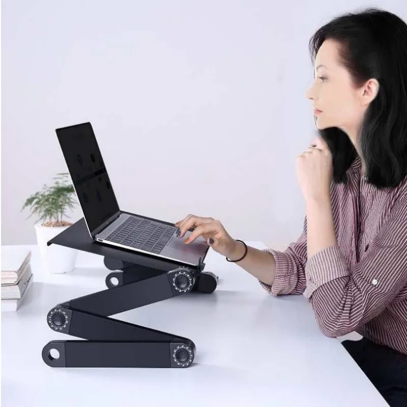 Cooling Fan Laptop desk Portable Adjustable Foldable Computer Desks Notebook Holder tv bed PC Lapdesk Table Stand With Mouse Pad