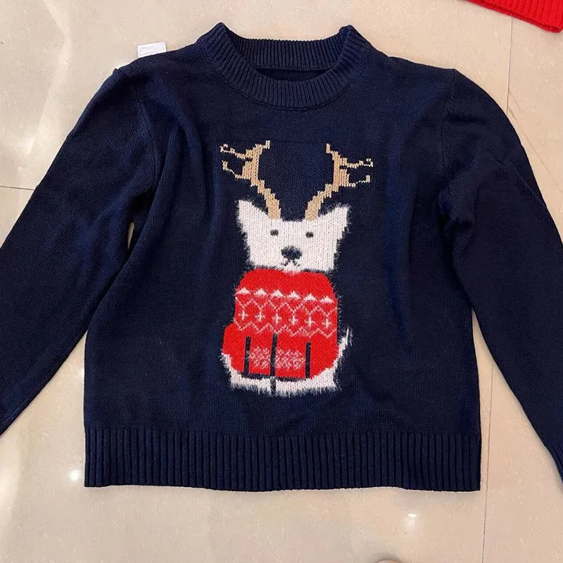 

Christmas Women's Knitted Sweater Autumn & Winter Female Daily Clothing New Fashion Woman Casual Loose British Style Pullovers