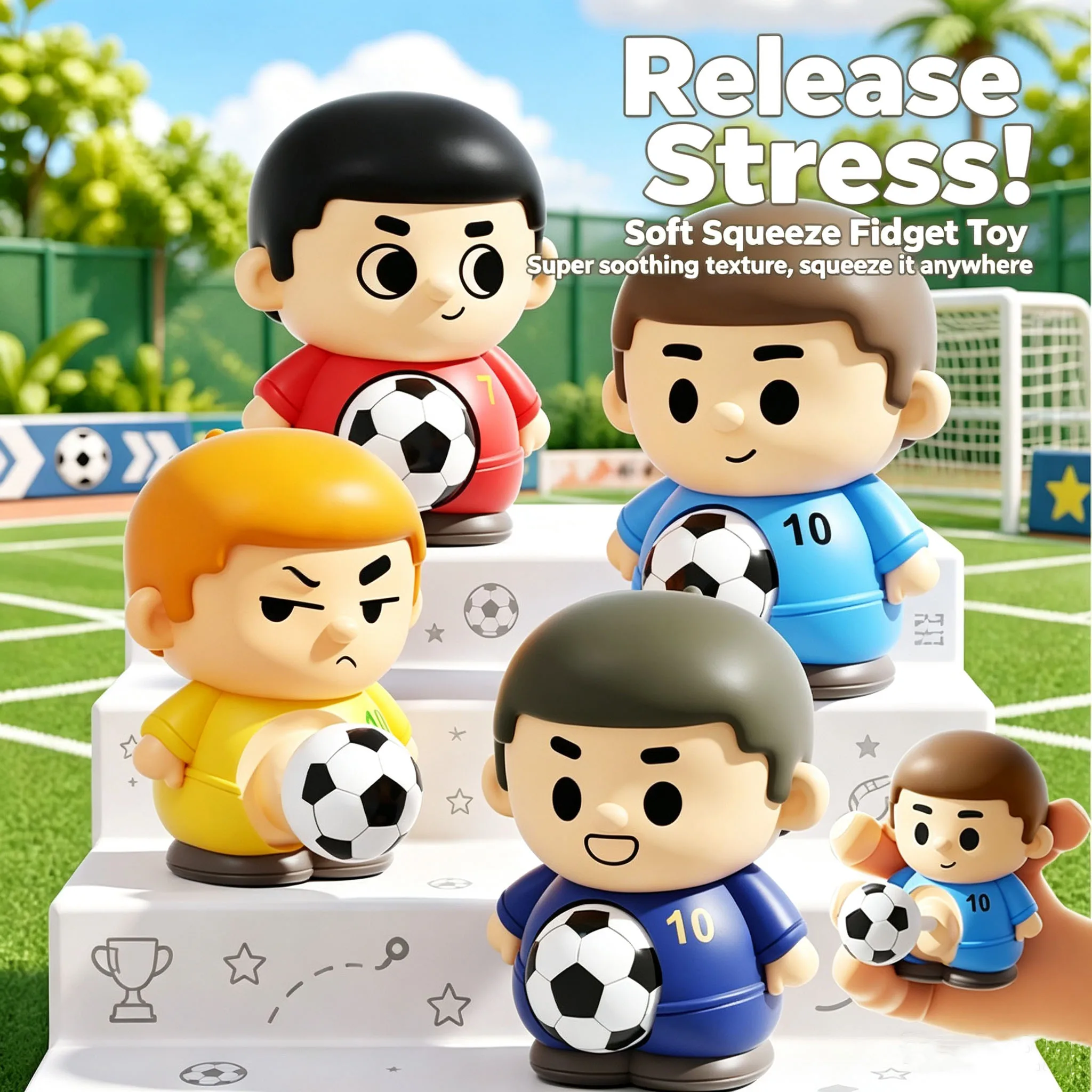Squishy Football Stress Ball Keychain Children's Football Fan Keychain Backpack Pendant Cute Stress Relief Toy