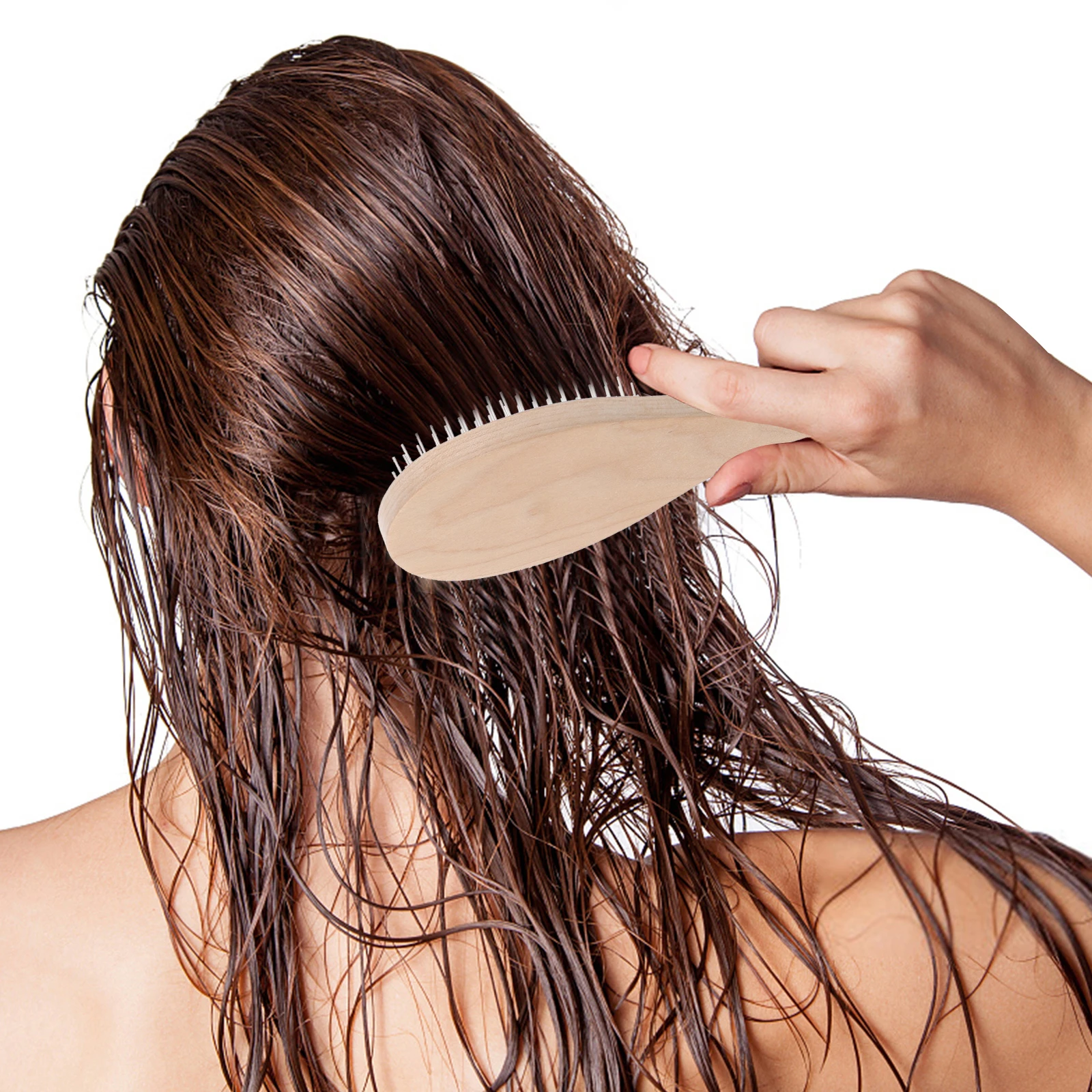 

Wooden Comb Hair Brush Ergonomic Handle Detangling Styling Massage Scalp Wide Tooth Comb For Women Wigs Human Hair