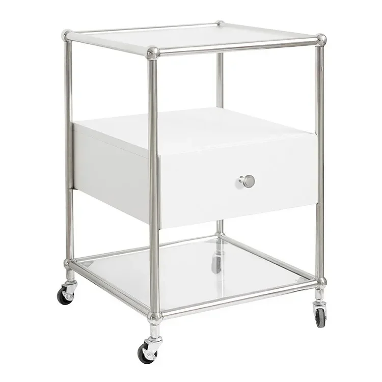 

Nordic light luxury stainless steel, bedside table with storage, small bedside table medieval, stainless steel cart