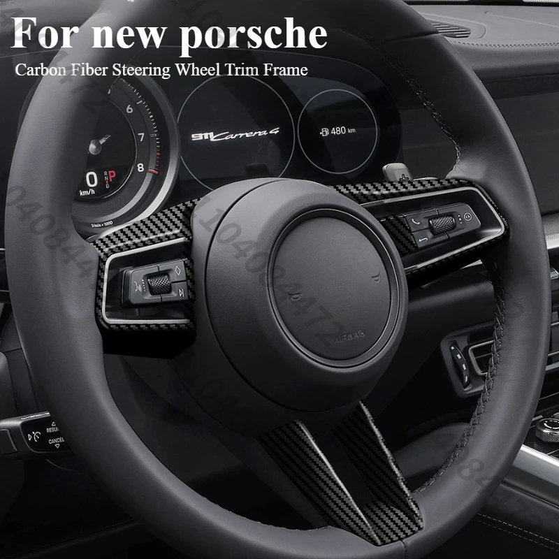 Carbon Fiber Car Styling Interior Steering Wheel Cover Frame Decoration Trim For Porsche Cayenne Macan Panamera