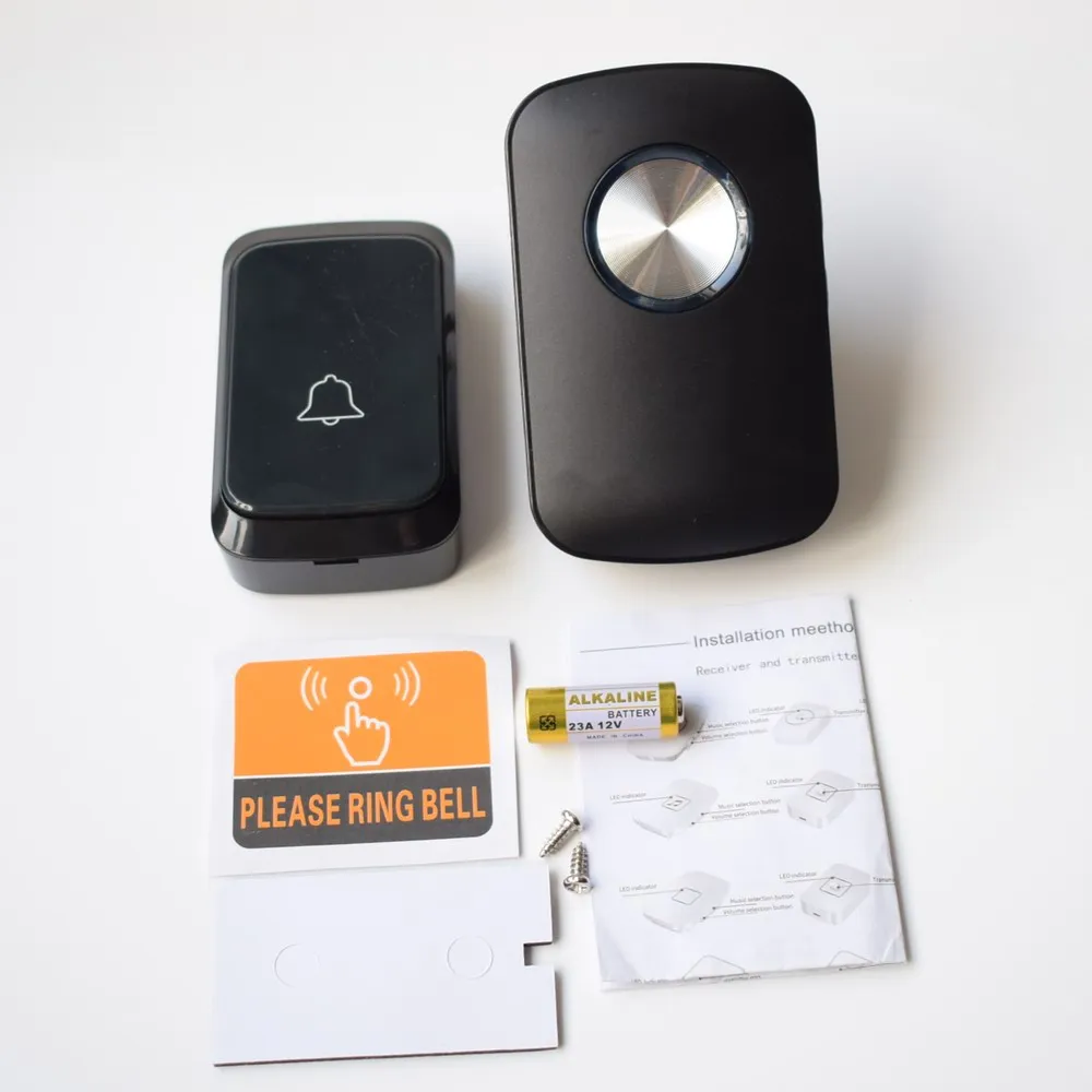 مقاوم للماء جرس الباب اللاسلكي A28 مصباح ليد المنزل جرس الاتصال الدائري عن بعد 60 الدقات 5 مجلدات الاتحاد الأوروبي التوصيل التيار المتناوب 110-240 فولت