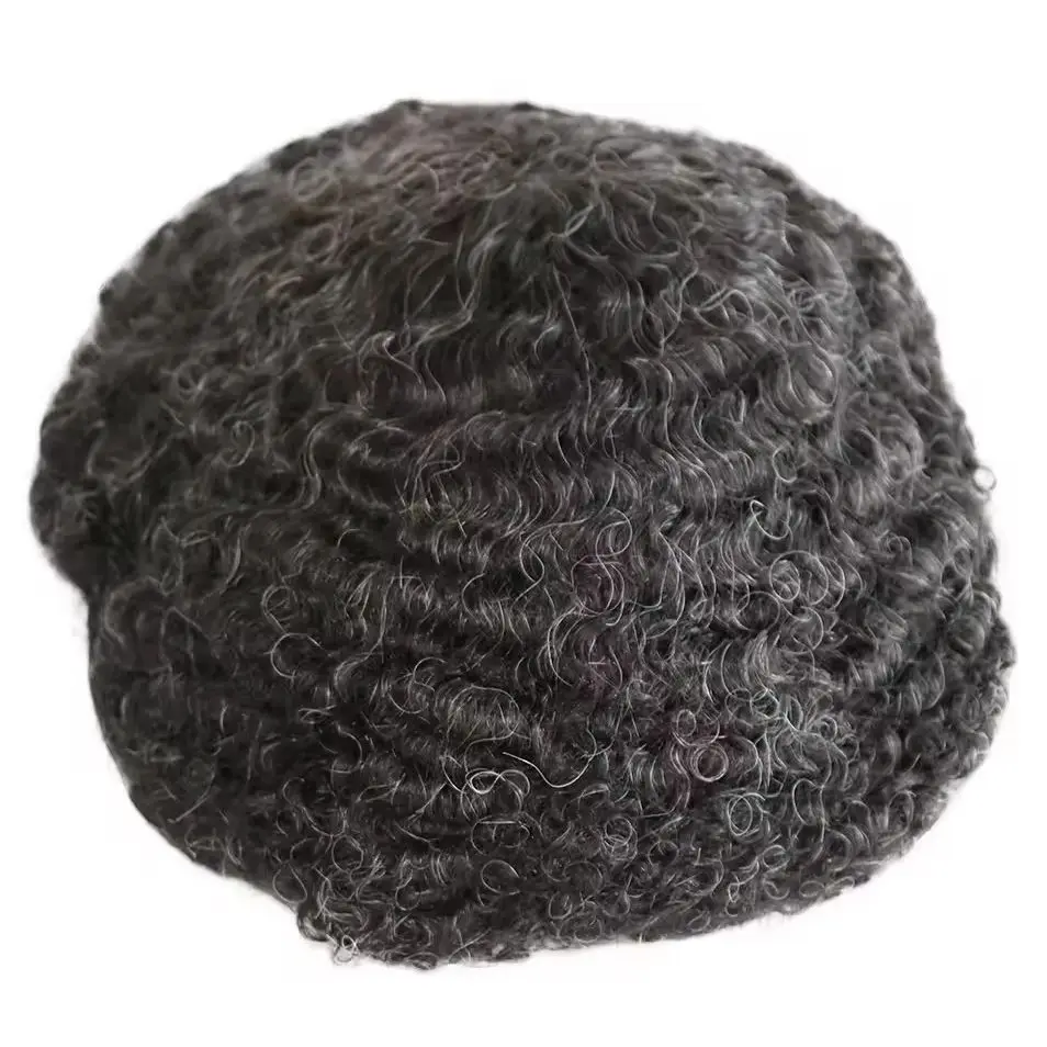غير مرئية شعري طبيعي تنفس الدانتيل و pu Q6 الرجال الشعر المستعار 8 مللي متر 10 مللي متر 12 مللي متر الأفرو مجعد Men'wig100% باروكة من شعر طبيعي للرجال السود