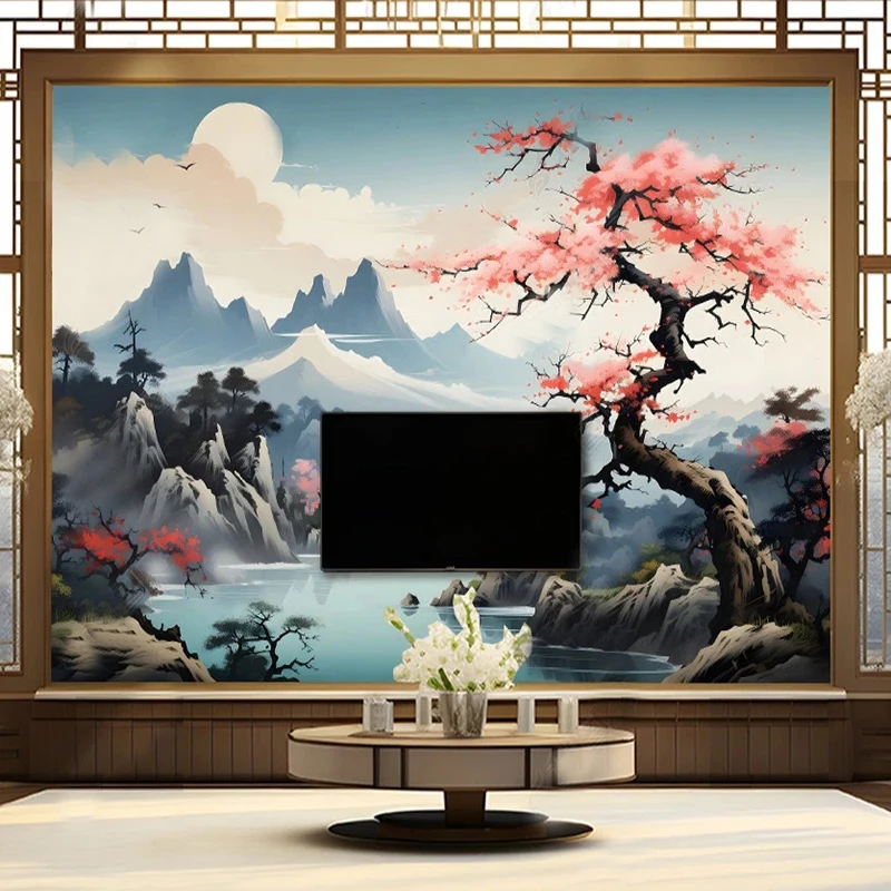 3D Wallpaper Chinese Style Landscape TV Background Wall Plum Blossom Home Decor Living Room Bedroom Sofa Wall Paper For Walls