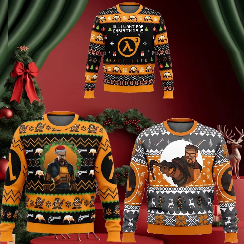 All I Want For Christmas is Half-Life 3 Merry Christmas Sweater Couple Men Pullover Tops Cartoon Anime Women Hoodie Sweatshirt