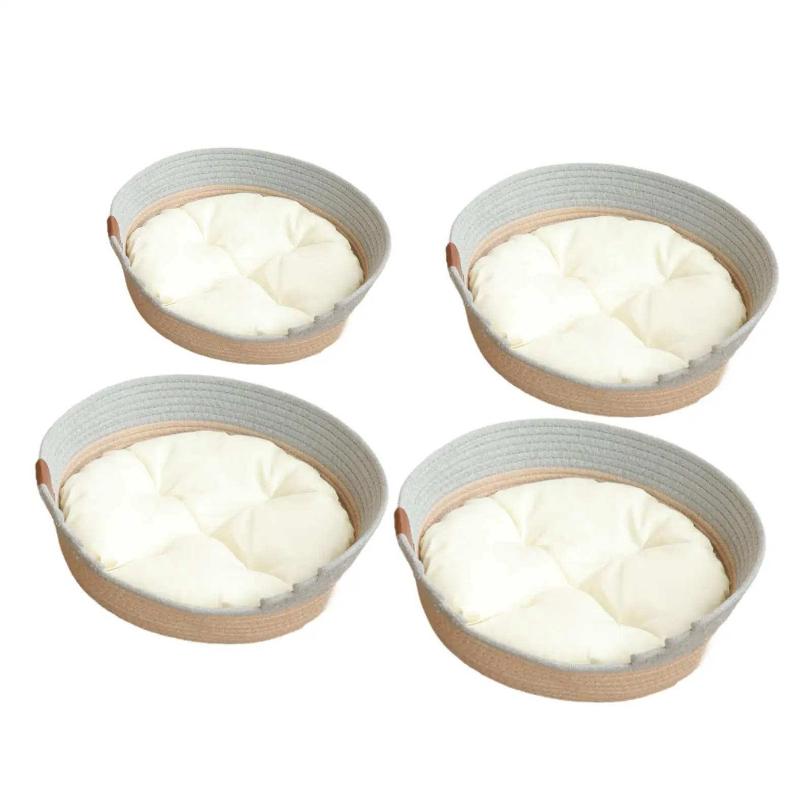 

Cotton Rope Woven Cat Bed Basket with Cushion Scratch Resistant Rest Nest for Grinding Claws Indoor Cats Furniture Protection