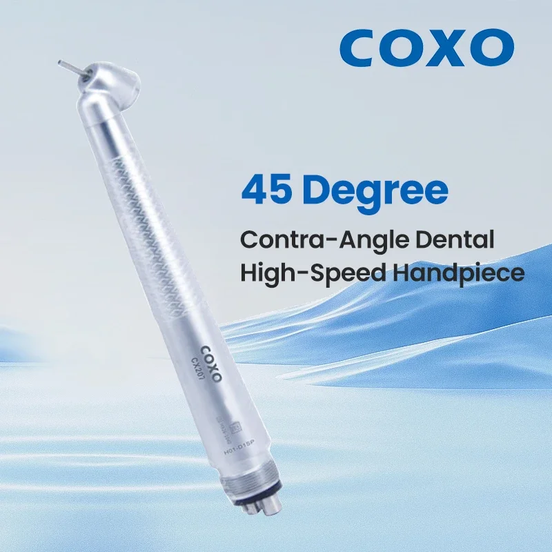 

COXO Cx207 45° High-Speed Dental Handpiece - Imported Bearings Pneumatic Contra-Angle Turbine for Tooth Cleaning and Whitening