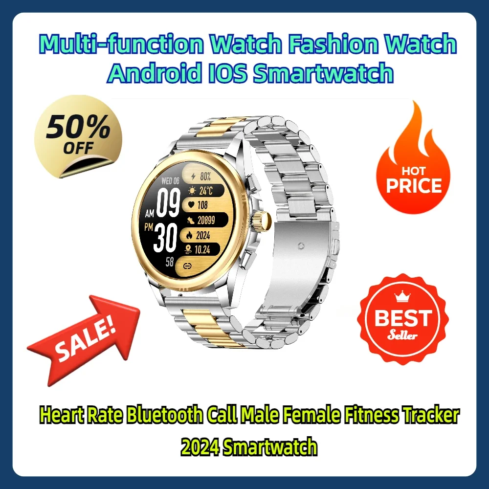 

Multi-function Watch Fashion Watch Android IOS Smartwatch 2024 Smartwatch Heart Rate Bluetooth Call Male Female Fitness Tracker