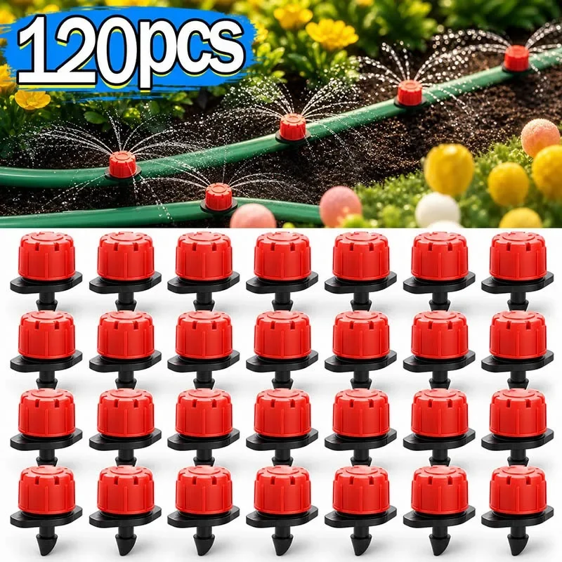 120/30Pcs Mini 8 Hole 360° Adjustable Irrigation Drippers Sprinklers Micro Drip Head Sprinklers for Flower Plant Watering Garden