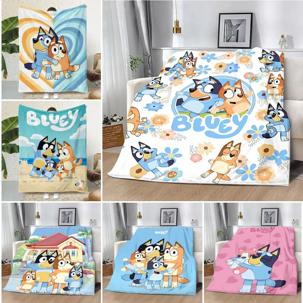 Cartoon B-Blueys Bandit Chilli Printed Blanket Picnic Blankets Warm Blanket Soft and Comfortable Blanket Home Travel Birthday