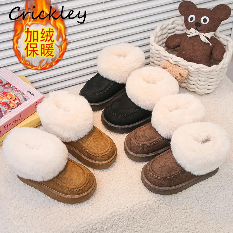 فو الفراء الصلبة بولي Girls الفتيات الثلوج أحذية الشتاء الدافئة أفخم رشاقته الاطفال أحذية الموضة لينة أسفل الانزلاق على حذاء قصير للأطفال #1