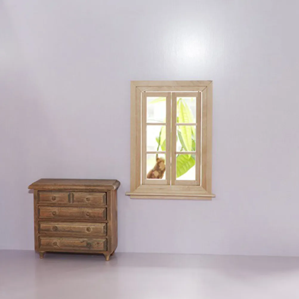 

1Pcs Mini Furniture Simulation Six Lattice Wooden Window Frame Decoration Small DIY Ornament for Mini House Micro Landscape