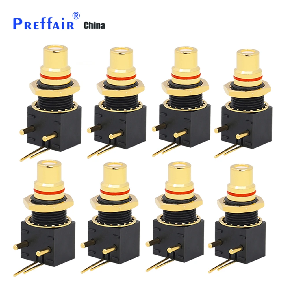 

RS3017 Preffair HIFI Copper Gold Plated RCA Terminal Female Jack PCB Socket Connector Audio Terminal Plug 90 Degree Weldin